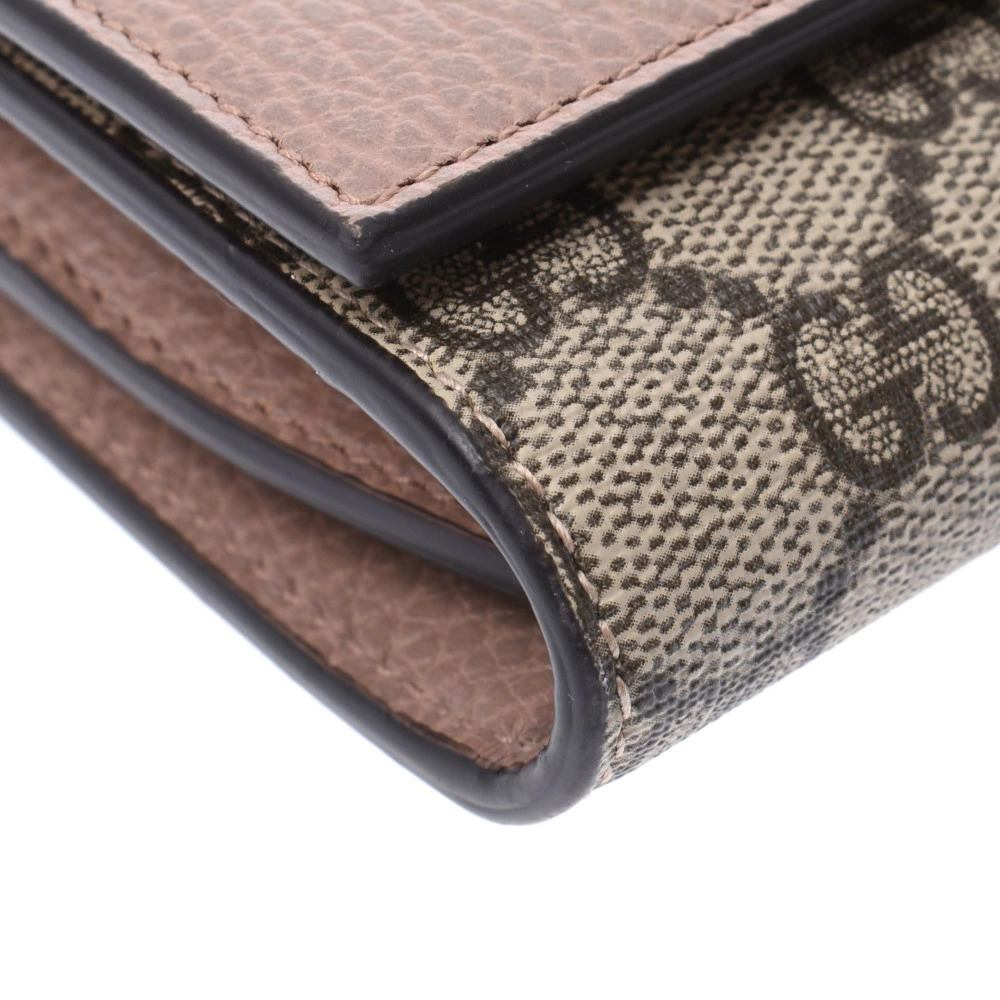 GUCCI GG Marmont Wallet Beige Pink Supreme Canvas Leather Bi fold - Picture 4 of 8